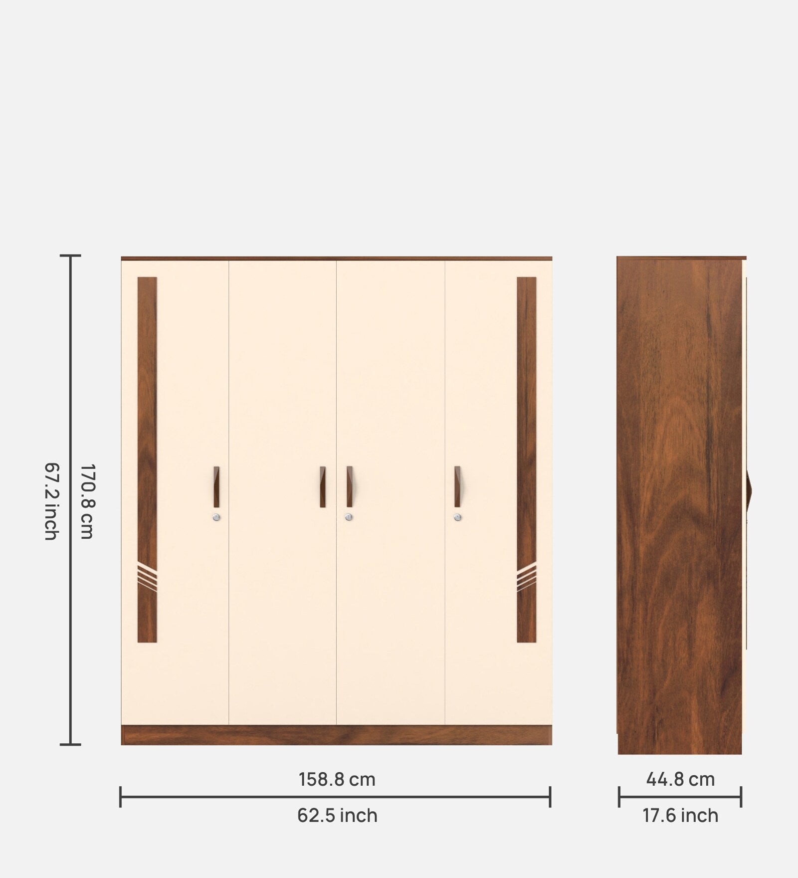 Andrie 4 Door Wardrobe In Dual Finish