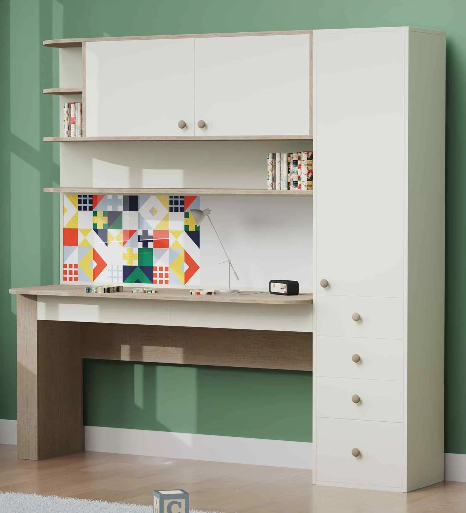 Little Legend Study Table With Storage & Multicolor Print