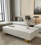 Striped Bone Inlay Coffee Table In Light Grey Colour