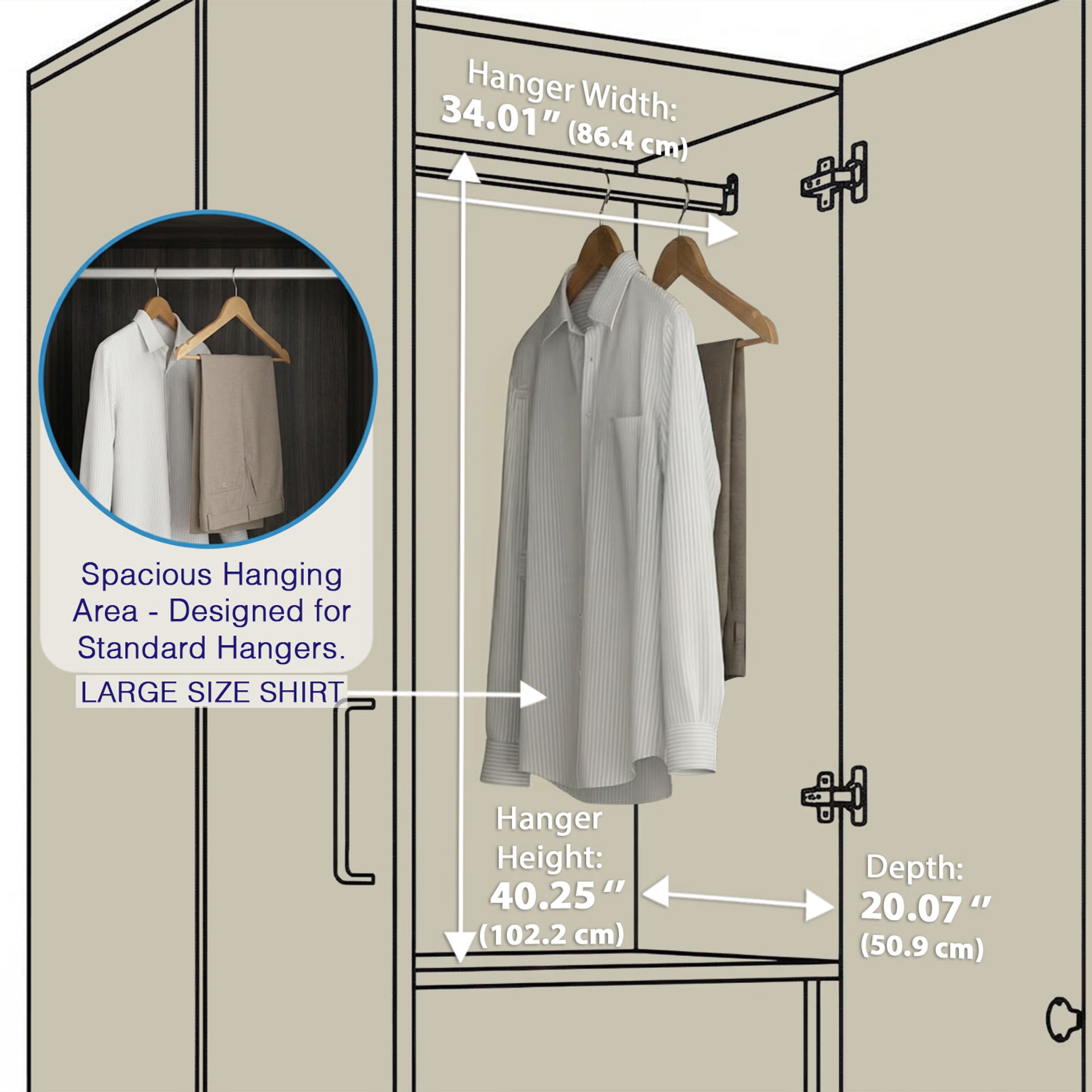 Cashmere Plus 4 Door Wardrobe with 4 Shelves, 2 Drawers, Mirror & 2 Hanging Areas (Wyoming Maple & Frappe)