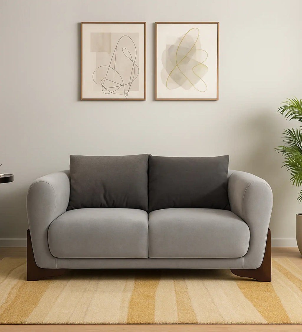 Clayton Fabric 2 Seater Sofa In Beige & Chocolate Brown Color