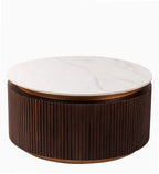 Roswell Wood Coffee Table in Dark Walnut Finish With Marble Top