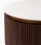 Roswell Wood Coffee Table in Dark Walnut Finish With Marble Top