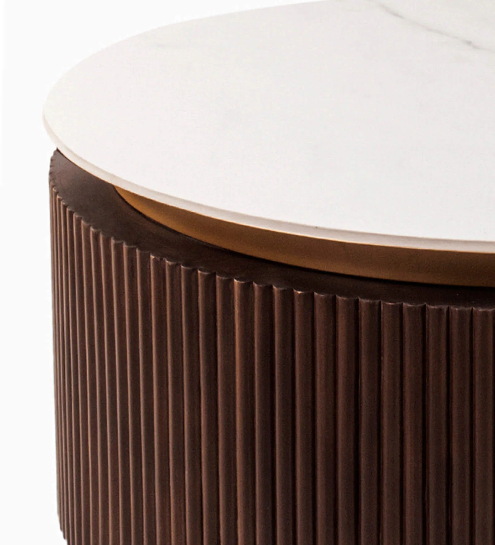 Roswell Wood Coffee Table in Dark Walnut Finish With Marble Top
