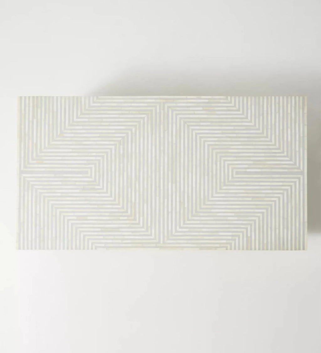 Striped Bone Inlay Coffee Table In Light Grey Colour