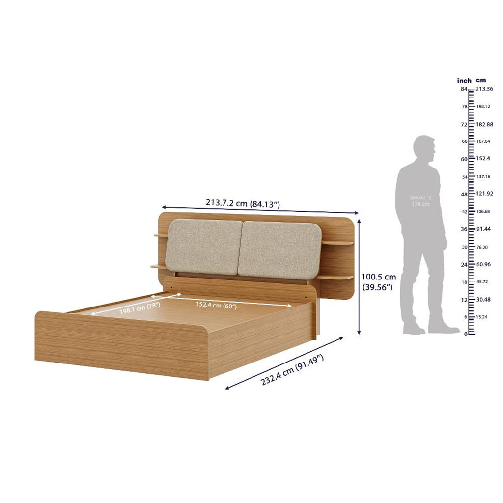 Wakefit Scandi Queen Storage with Hydraulic mechanism with Reflection White Fabric