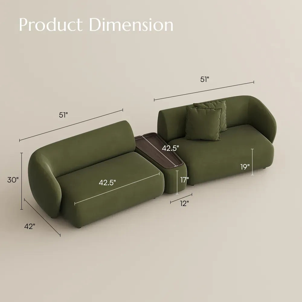 Greenia Modern 4 Seater Curved Sofa With Table