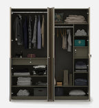 Astor Modern 4 Door Wardrobe In Matte Finish With Stripes With Drawer & Locker