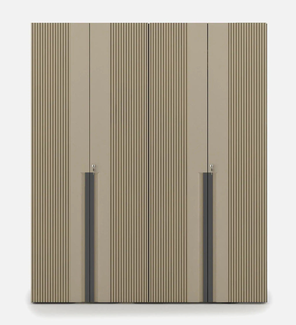 Astor Modern 4 Door Wardrobe In Matte Finish With Stripes With Drawer & Locker