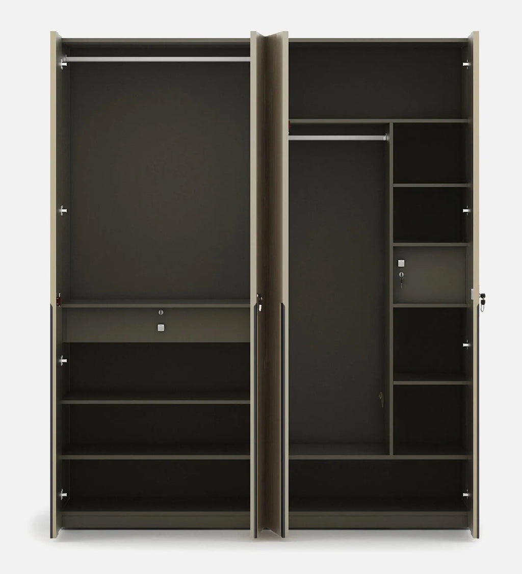 Astor Modern 4 Door Wardrobe In Matte Finish With Stripes With Drawer & Locker