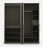 Astor Modern 4 Door Wardrobe In Matte Finish With Stripes With Drawer & Locker
