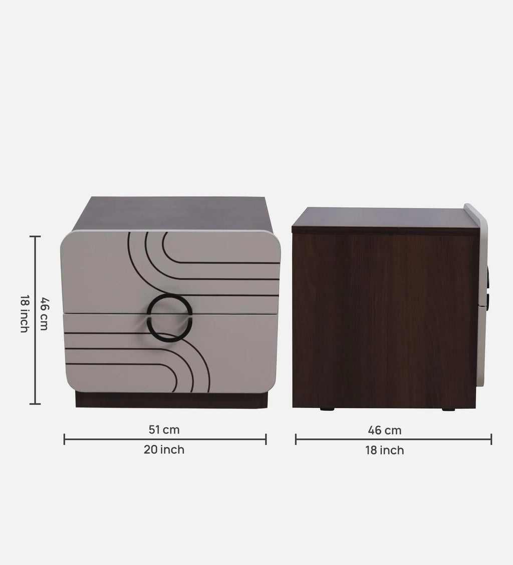 Belleza Bedside Table In Iris Cream Glossy & Dark Acazia Color