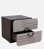 Belleza Bedside Table In Iris Cream Glossy & Dark Acazia Color