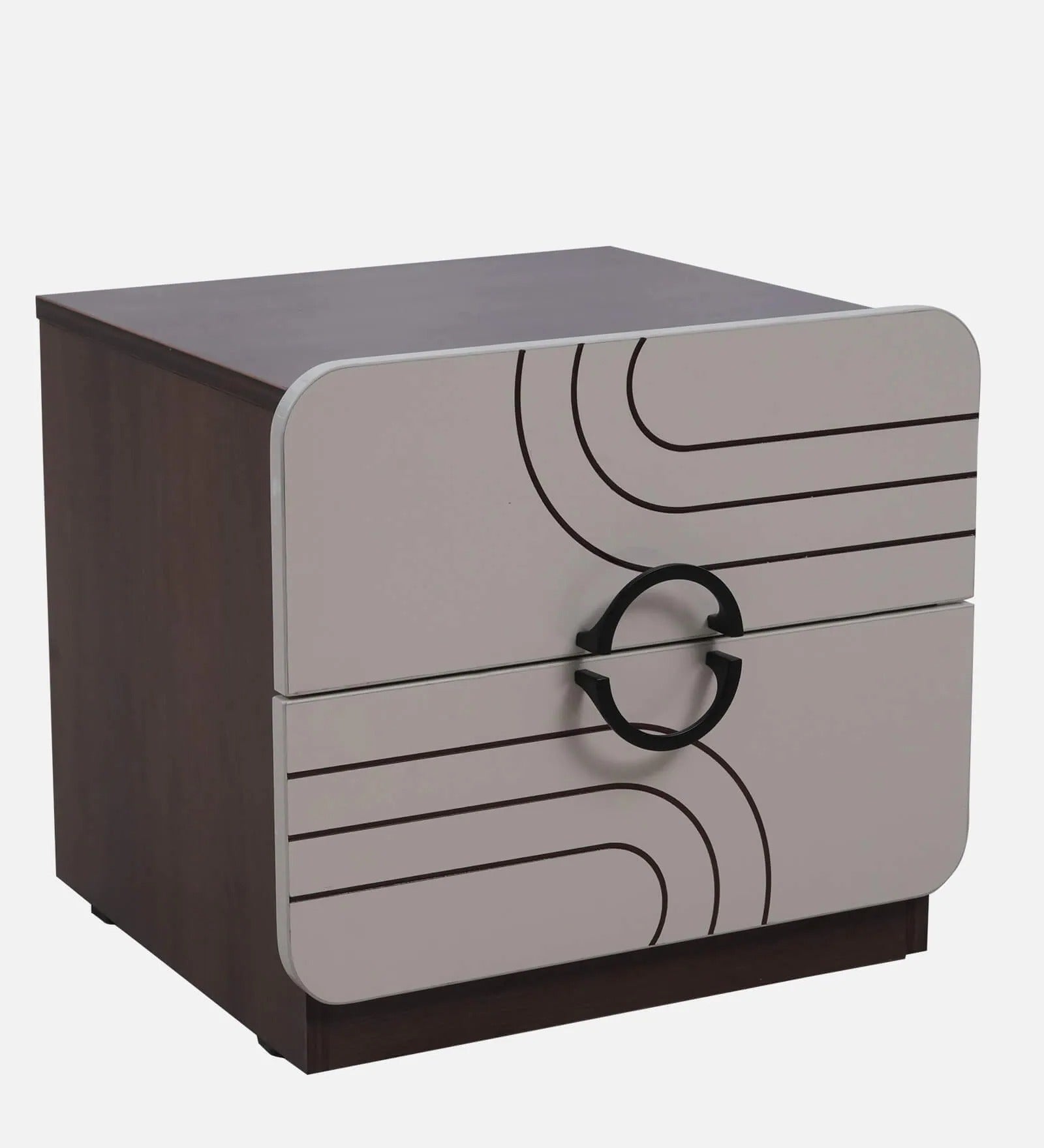 Belleza Bedside Table In Iris Cream Glossy & Dark Acazia Color