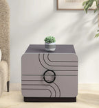 Belleza Bedside Table In Iris Cream Glossy & Dark Acazia Color