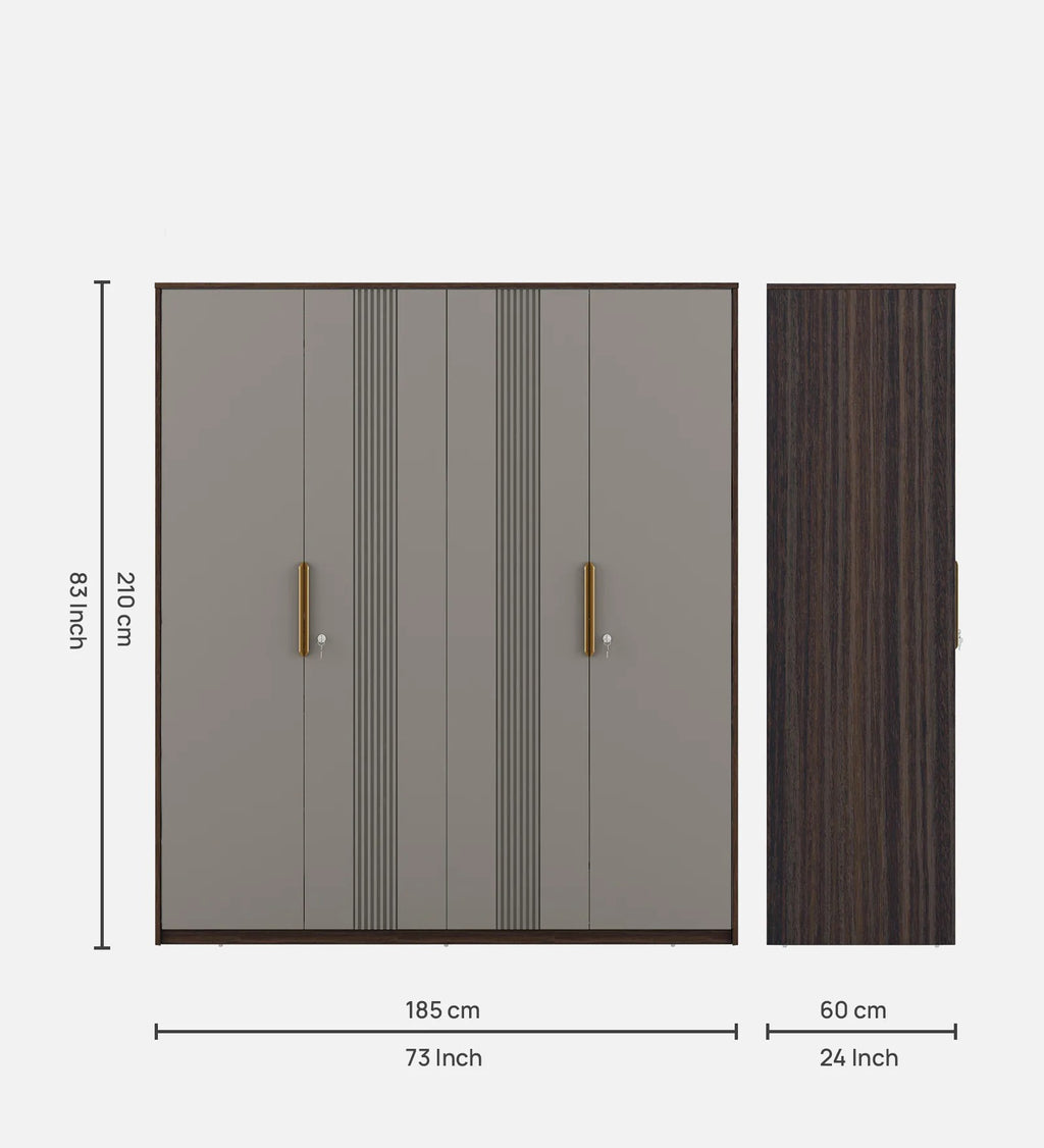 Adore 4 Door Wardrobe In Sahara Beige & Dark Brown Eucalyptus Finish
