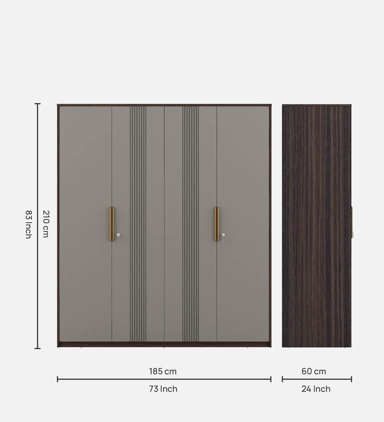 Adore 4 Door Wardrobe In Sahara Beige & Dark Brown Eucalyptus Finish
