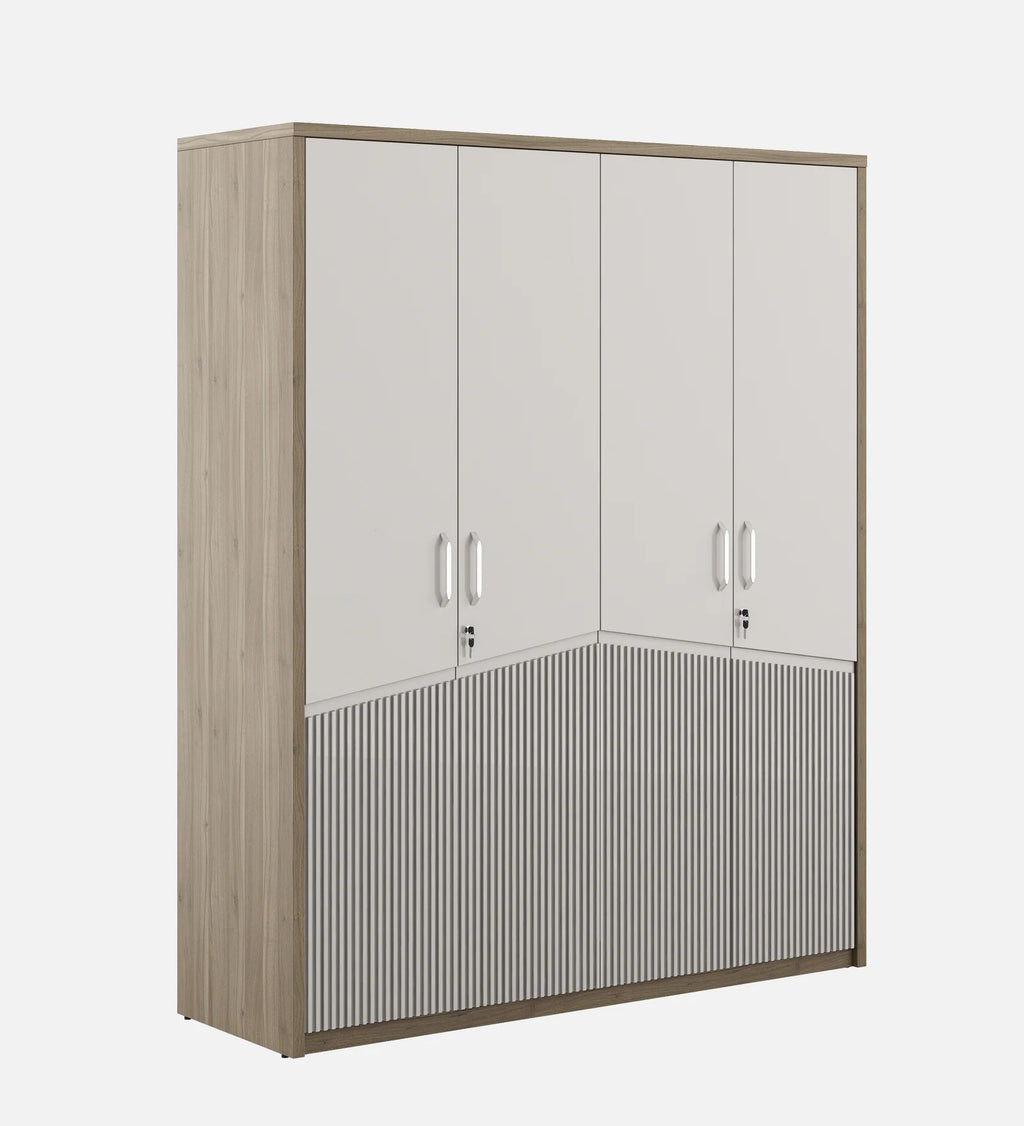 Kosmo Nora 4 Door Wardrobe In Lyon Walnut Finish With Drawer & Locker