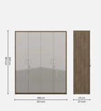 Kosmo Nora 4 Door Wardrobe In Lyon Walnut Finish With Drawer & Locker