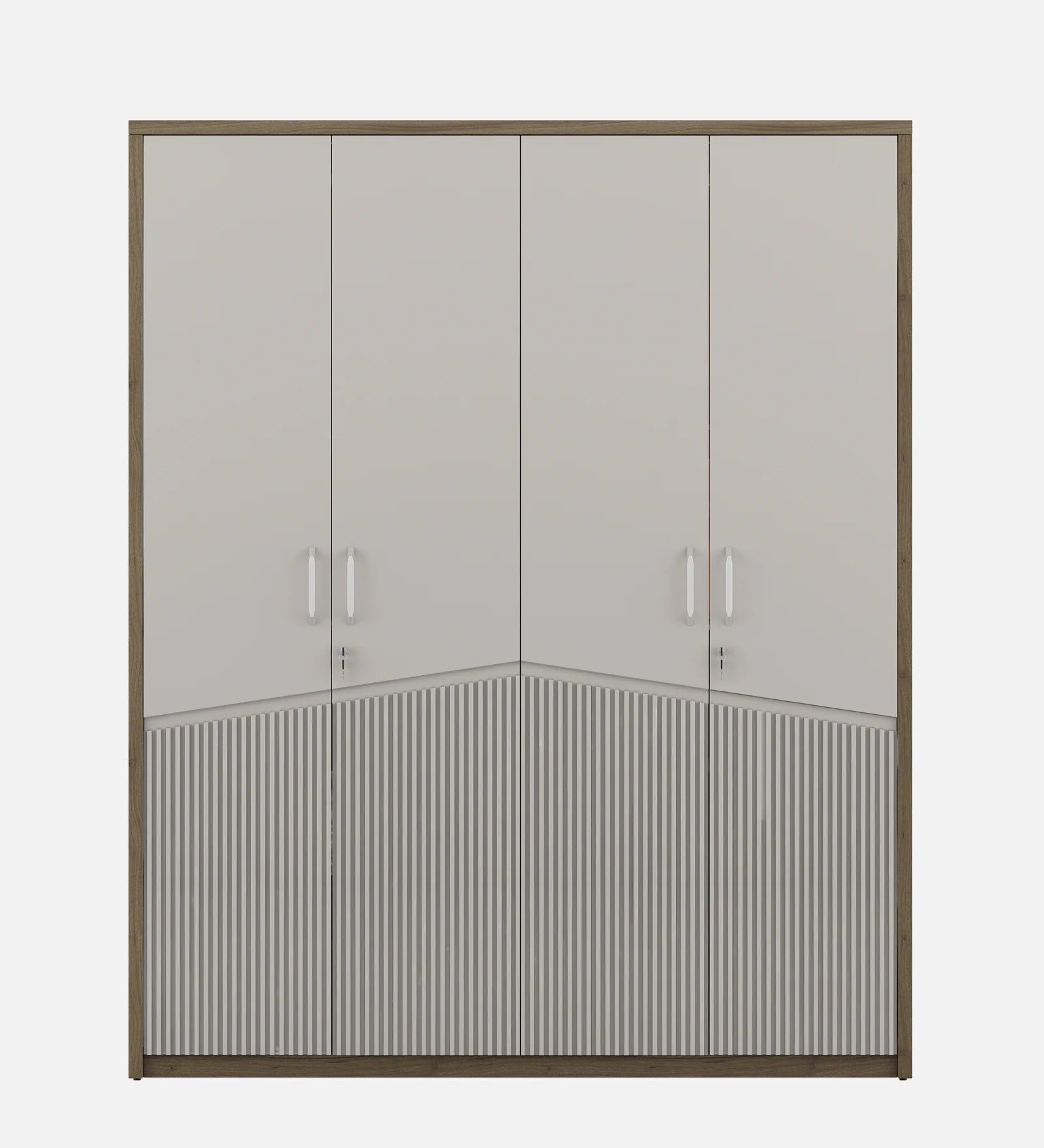Kosmo Nora 4 Door Wardrobe In Lyon Walnut Finish With Drawer & Locker