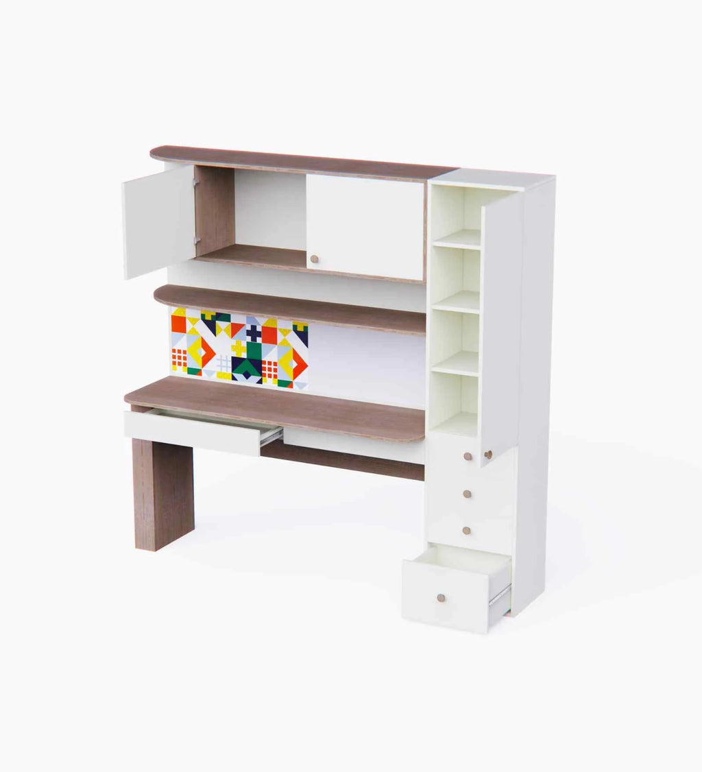 Little Legend Study Table With Storage & Multicolor Print