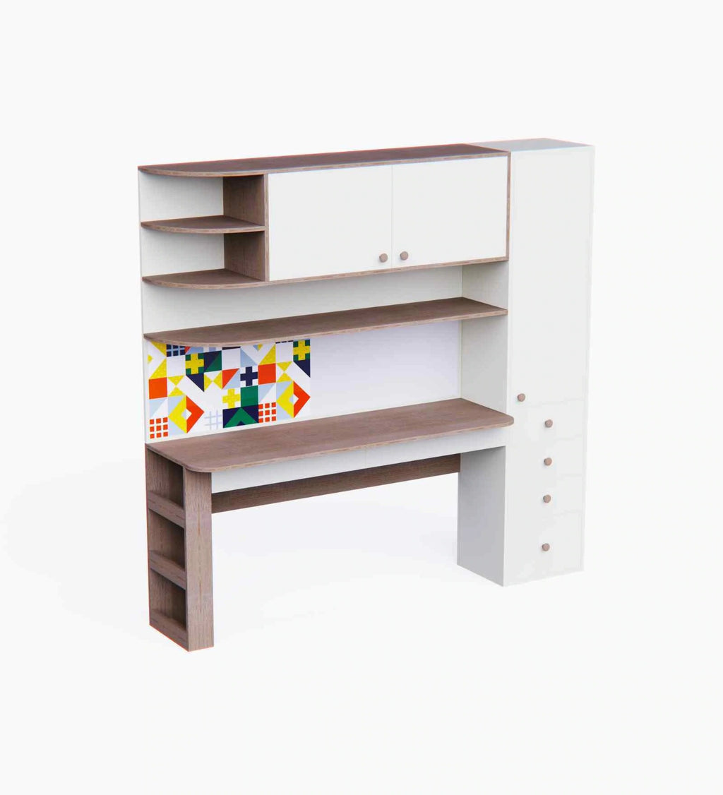 Little Legend Study Table With Storage & Multicolor Print