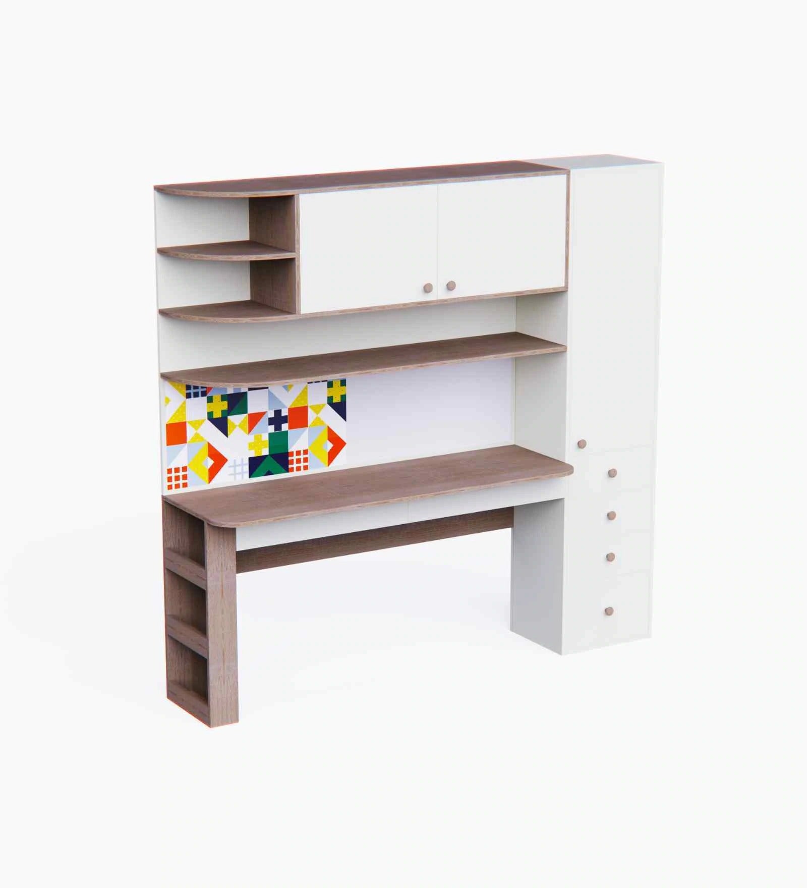 Little Legend Study Table With Storage & Multicolor Print