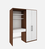 Crest Hutch Desk Cum Wardrobe In Walnut & Frosty White Finish
