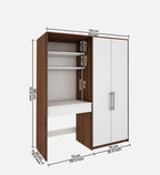 Crest Hutch Desk Cum Wardrobe In Walnut & Frosty White Finish