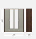 Kosmo Pristine 4 Door Wardrobe With Mirror In Lyon Walnut & Hg Cashmere Finish With Drawer & Locker