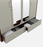Kosmo Pristine 4 Door Wardrobe With Mirror In Lyon Walnut & Hg Cashmere Finish With Drawer & Locker
