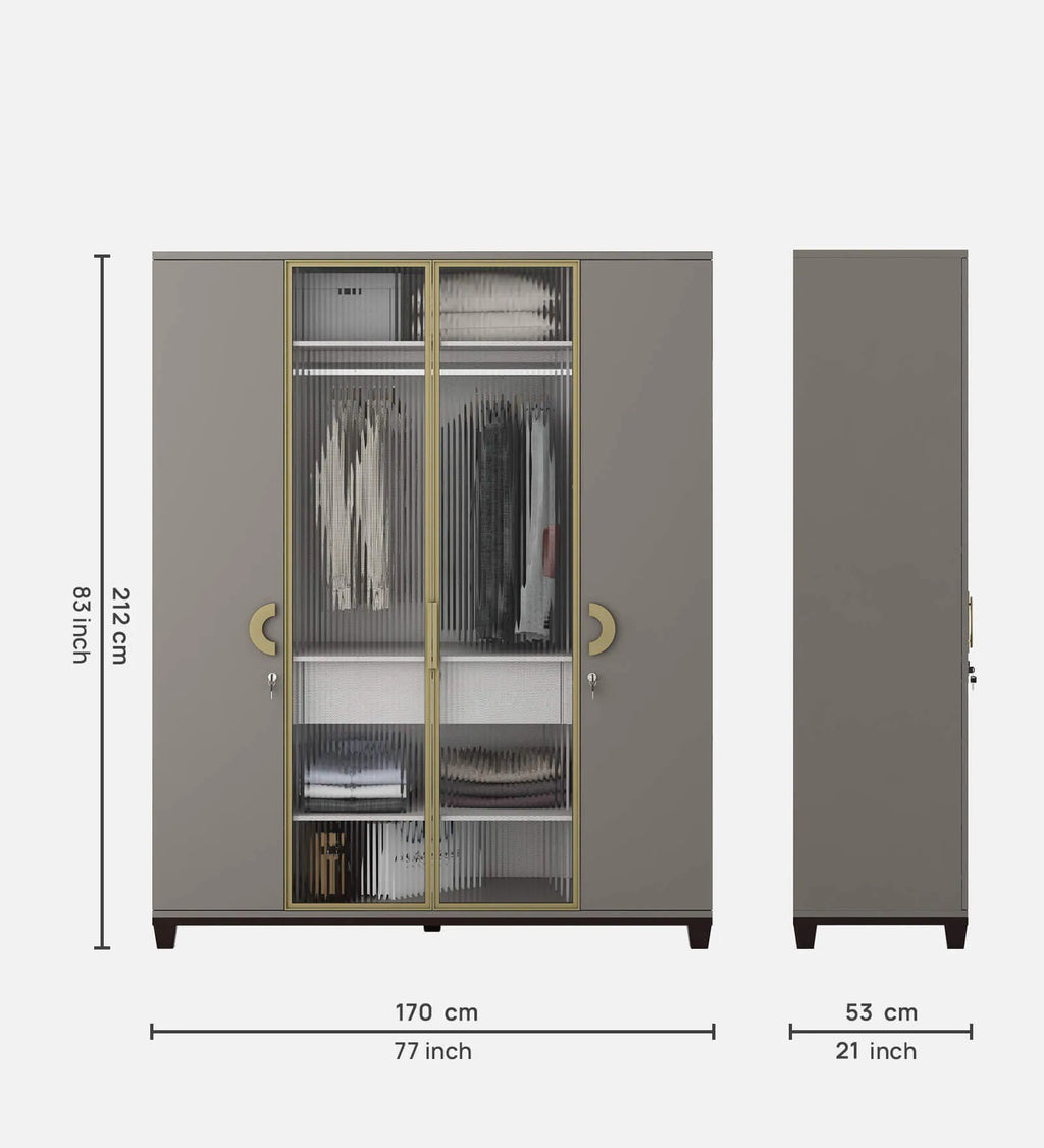 Kosmo Morgan 4 Door Wardrobe In Sahara Beige Matte Finish With Drawer & Locker