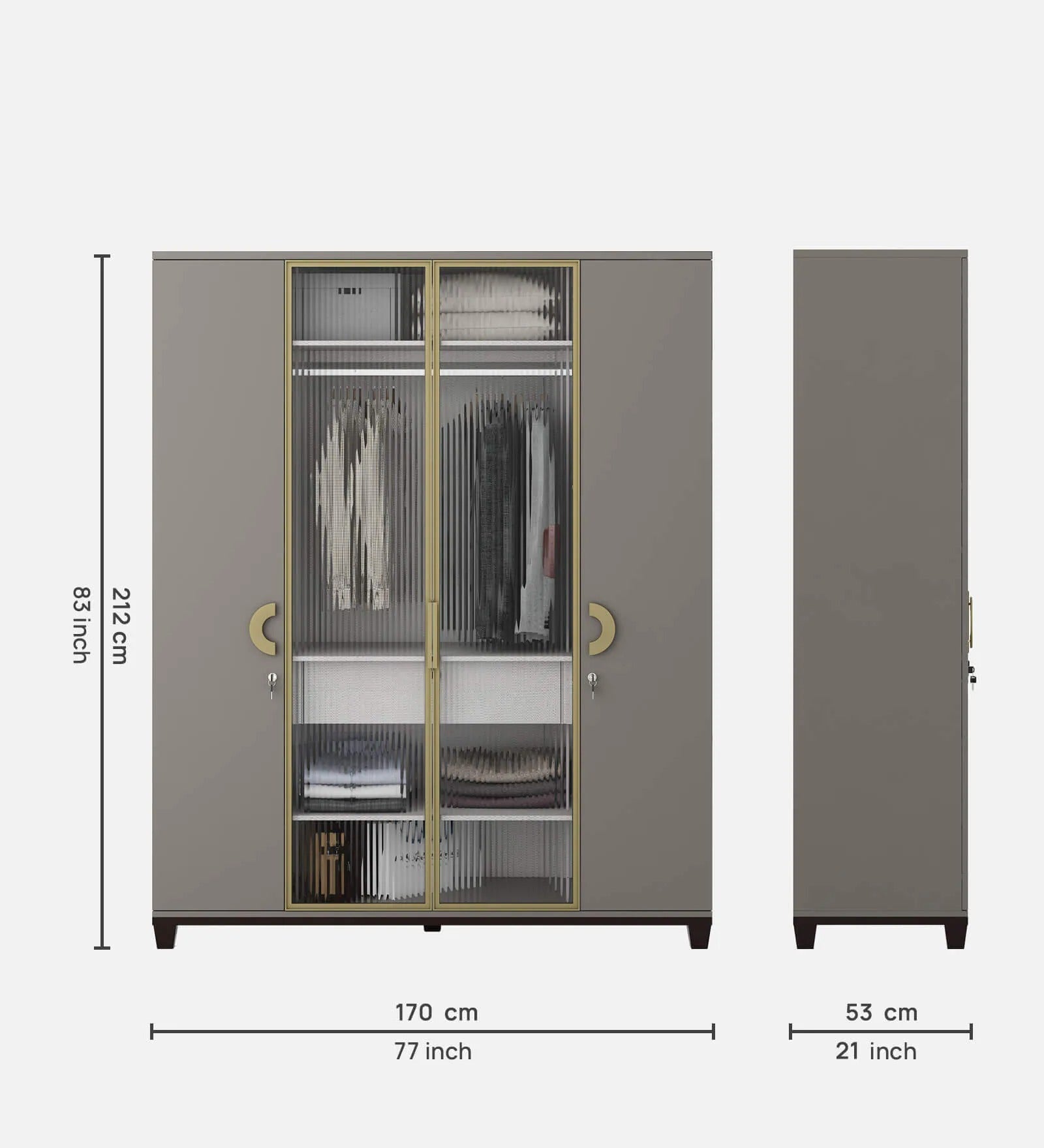 Kosmo Morgan 4 Door Wardrobe In Sahara Beige Matte Finish With Drawer & Locker
