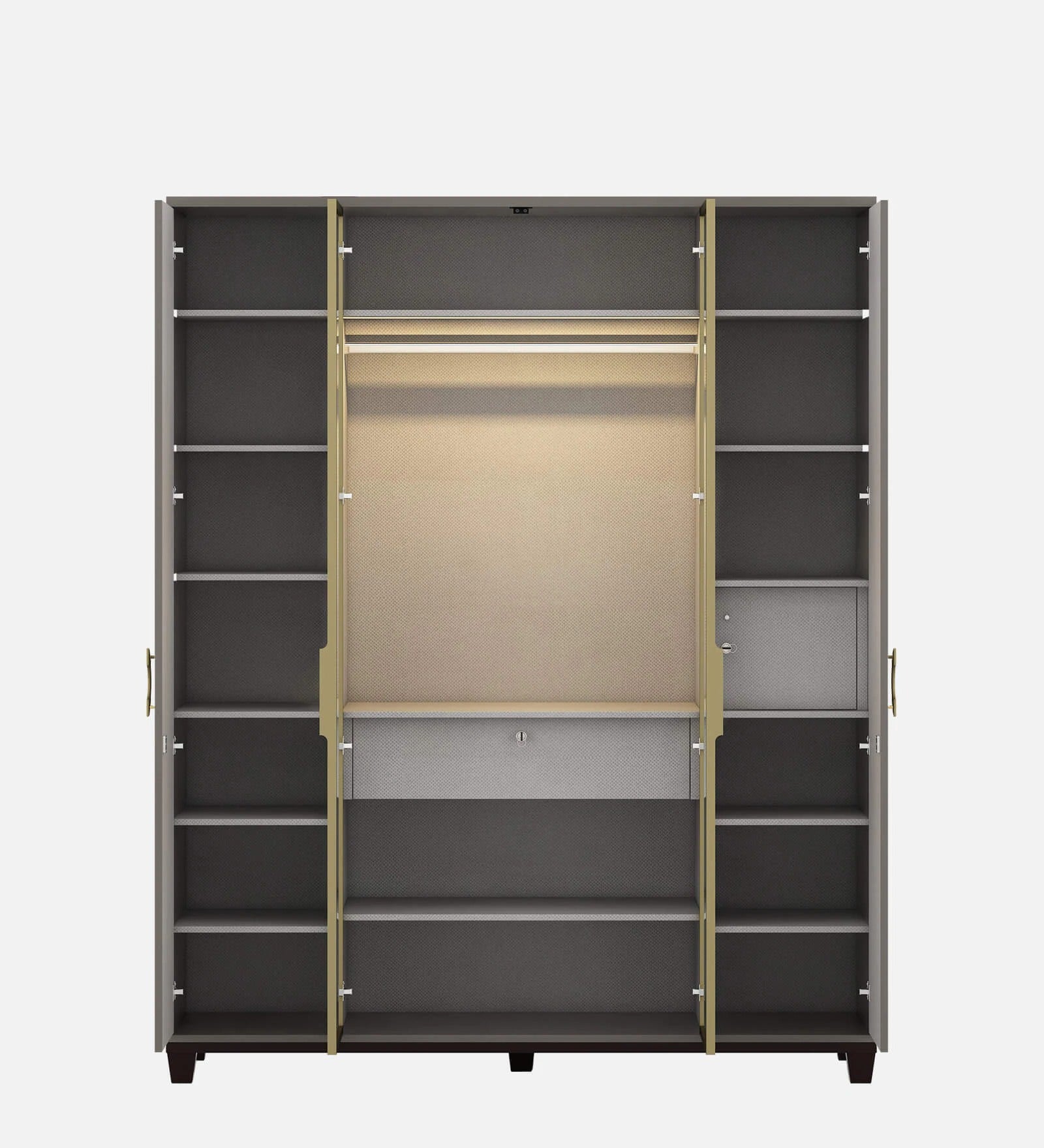 Kosmo Morgan 4 Door Wardrobe In Sahara Beige Matte Finish With Drawer & Locker