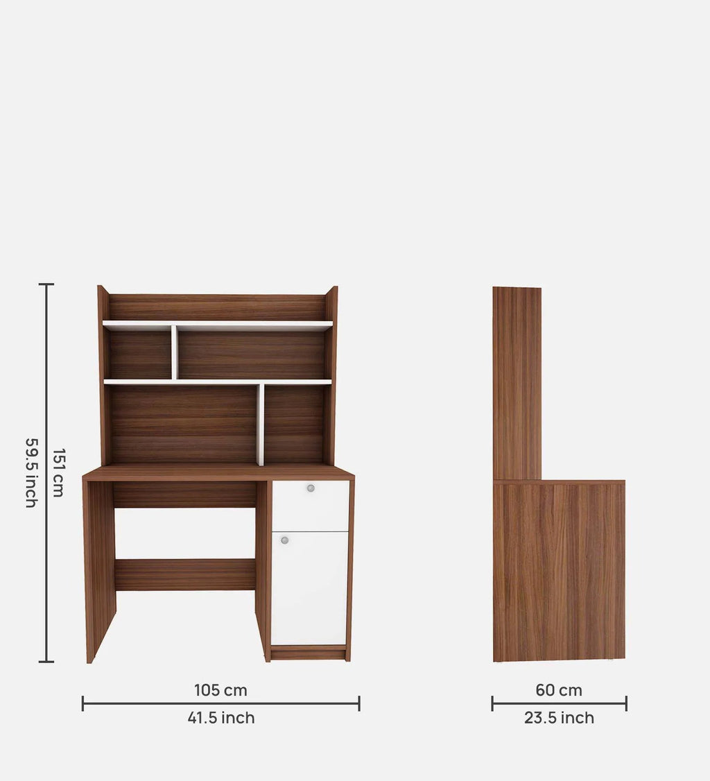 Malta Hutch Desk in Walnut And Frosty White Finish