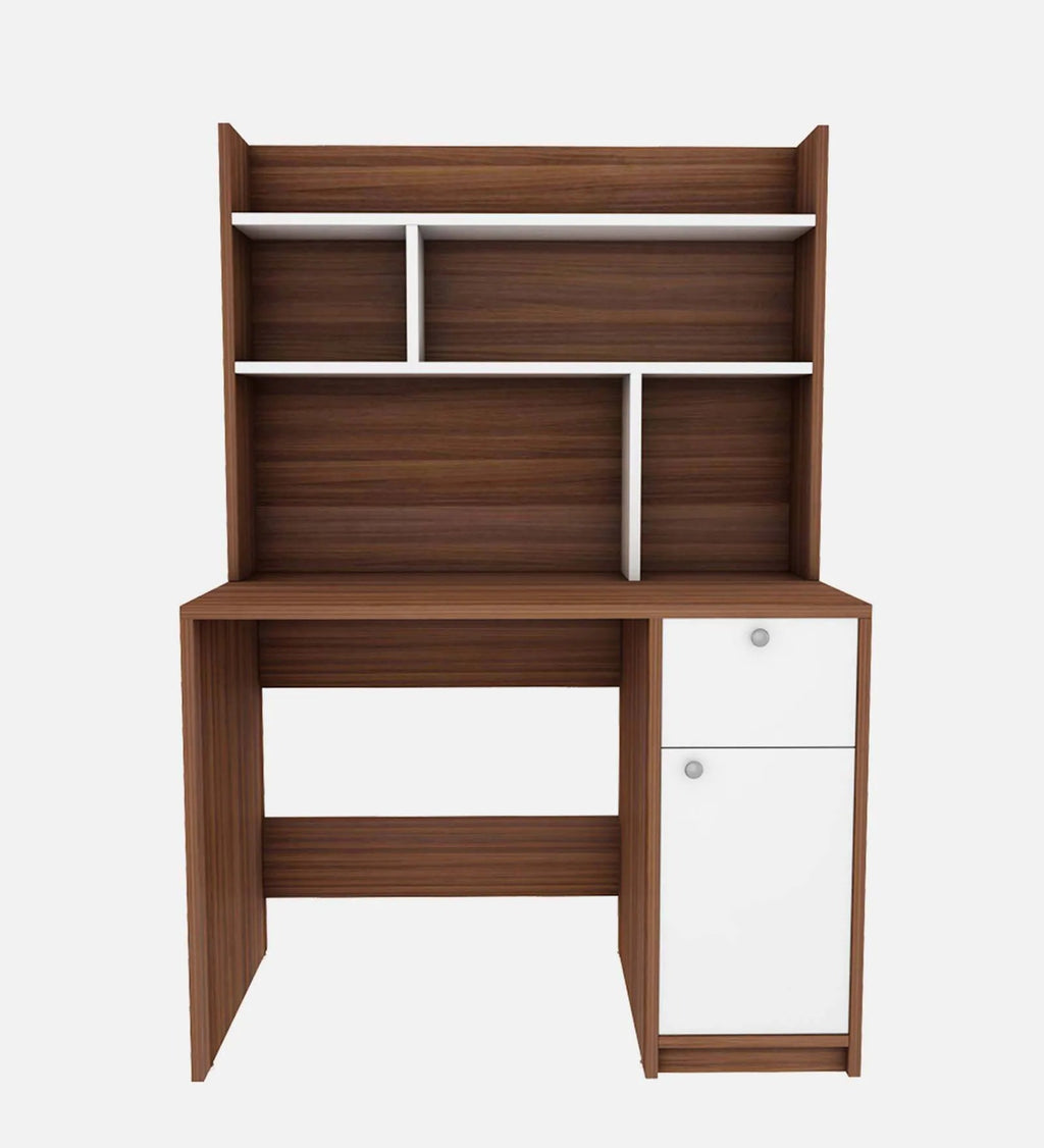 Malta Hutch Desk in Walnut And Frosty White Finish
