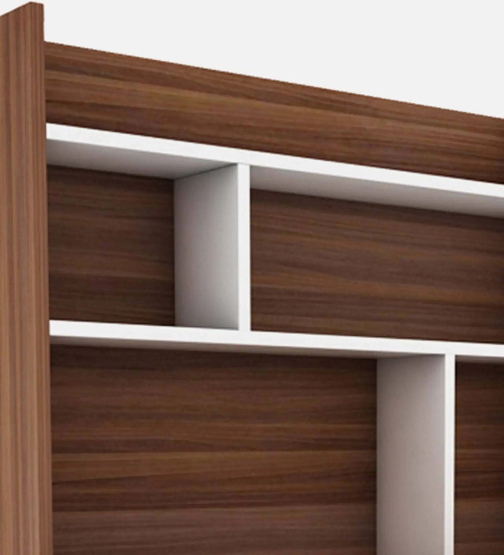 Malta Hutch Desk in Walnut And Frosty White Finish