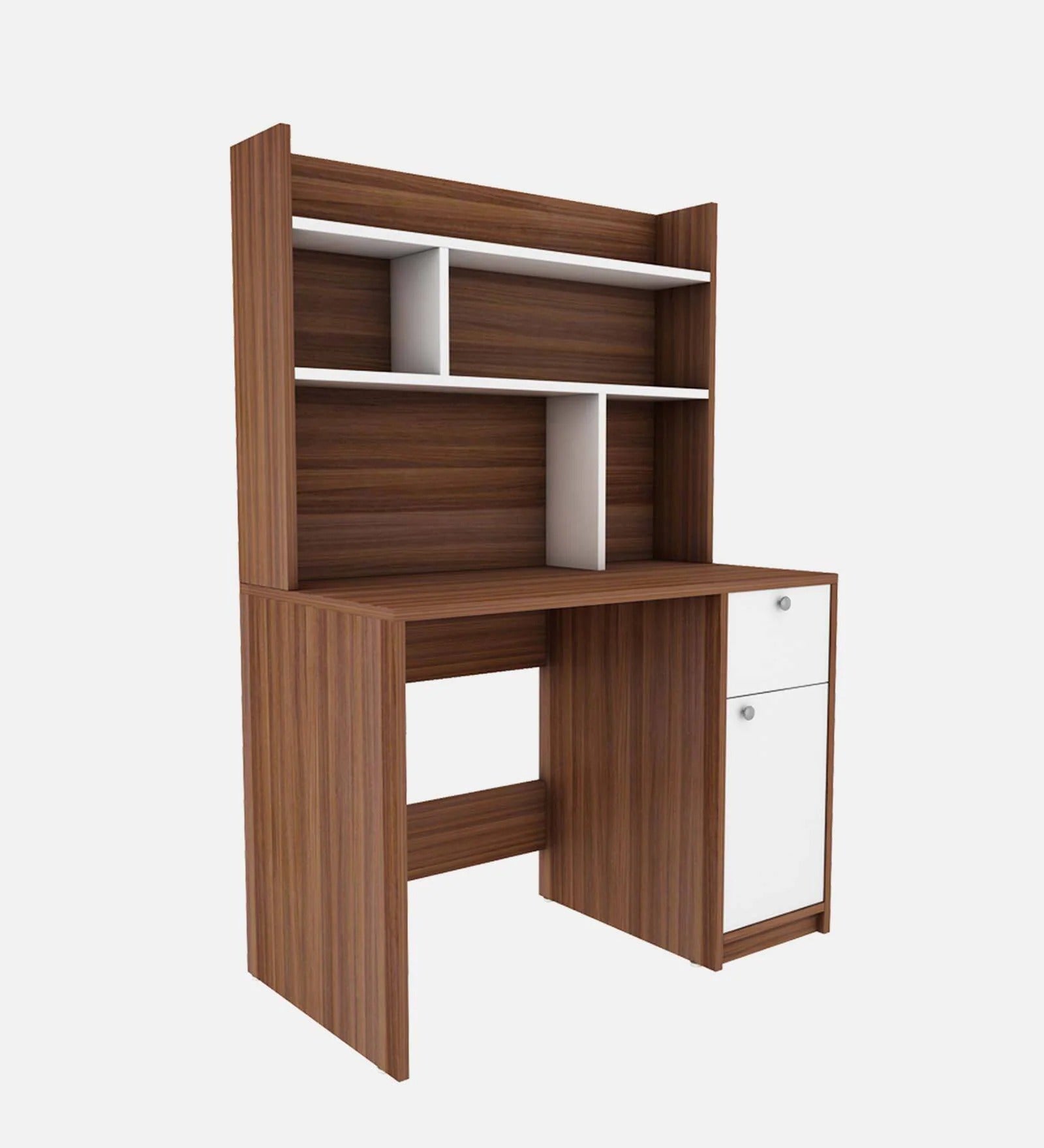 Malta Hutch Desk in Walnut And Frosty White Finish