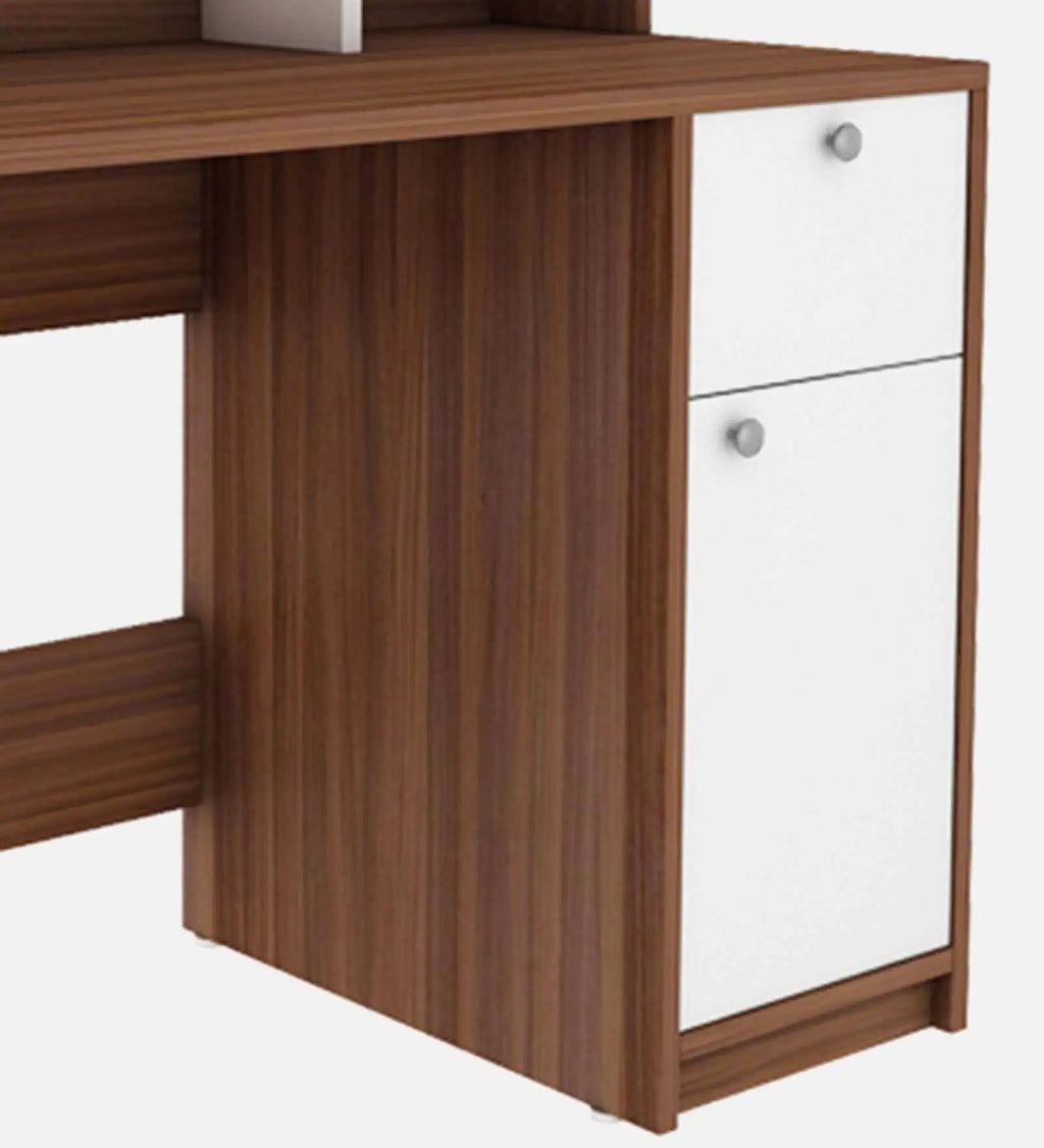 Malta Hutch Desk in Walnut And Frosty White Finish