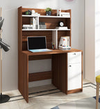 Malta Hutch Desk in Walnut And Frosty White Finish