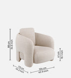 Urban Opulence Velvet Fabric One-Seater Sofa In White Colour