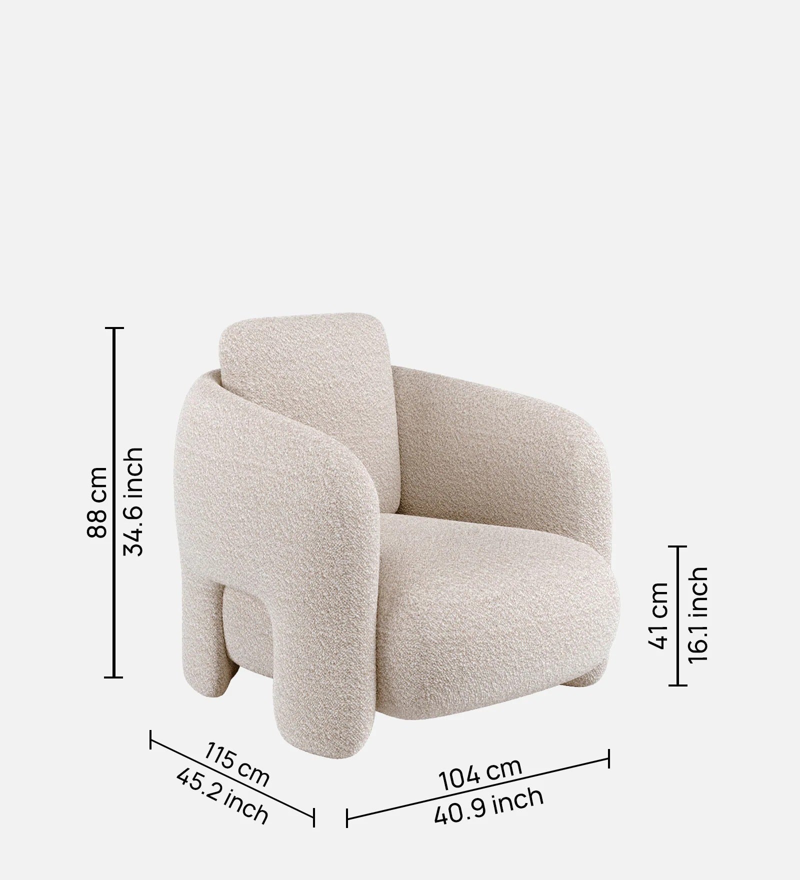 Urban Opulence Velvet Fabric One-Seater Sofa In White Colour
