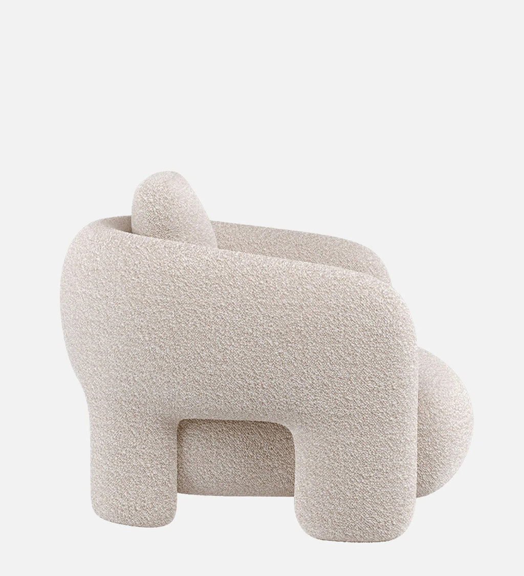 Urban Opulence Velvet Fabric One-Seater Sofa In White Colour