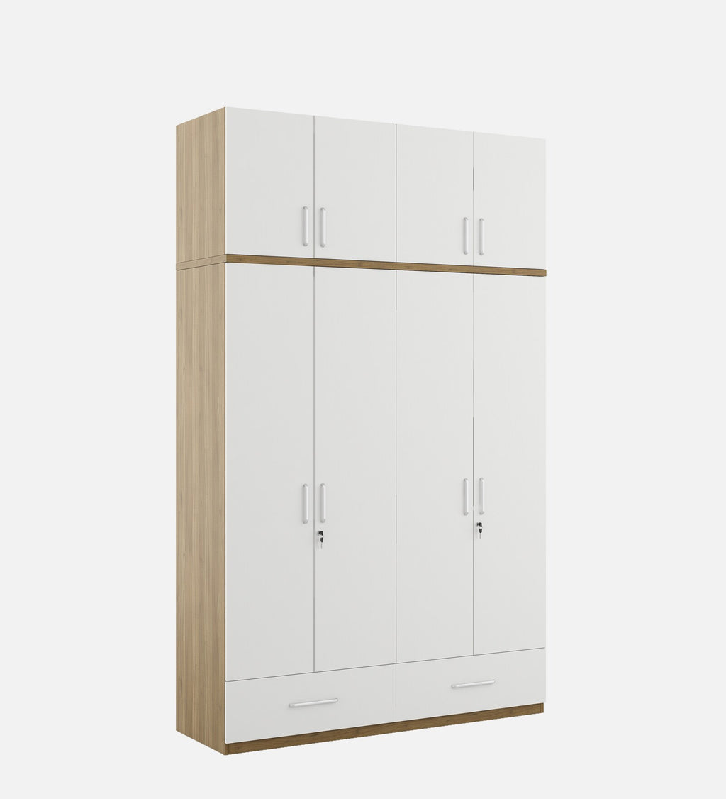 Kosmo Apex 4 Door Wardrobe With Loft In Frosty White Finish With Locker & Drawer