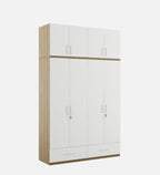 Kosmo Apex 4 Door Wardrobe With Loft In Frosty White Finish With Locker & Drawer