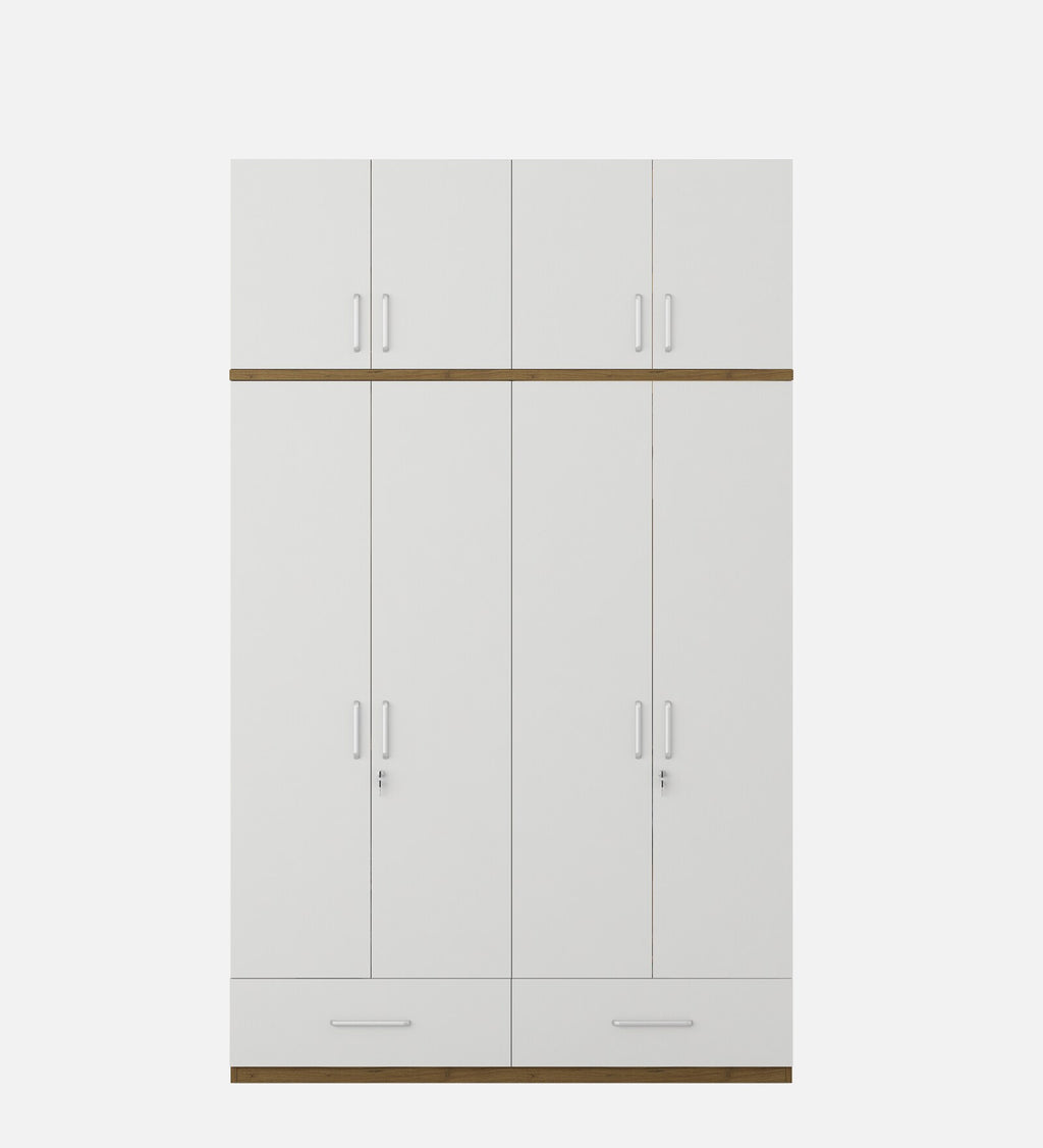 Kosmo Apex 4 Door Wardrobe With Loft In Frosty White Finish With Locker & Drawer