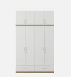 Kosmo Apex 4 Door Wardrobe With Loft In Frosty White Finish With Locker & Drawer