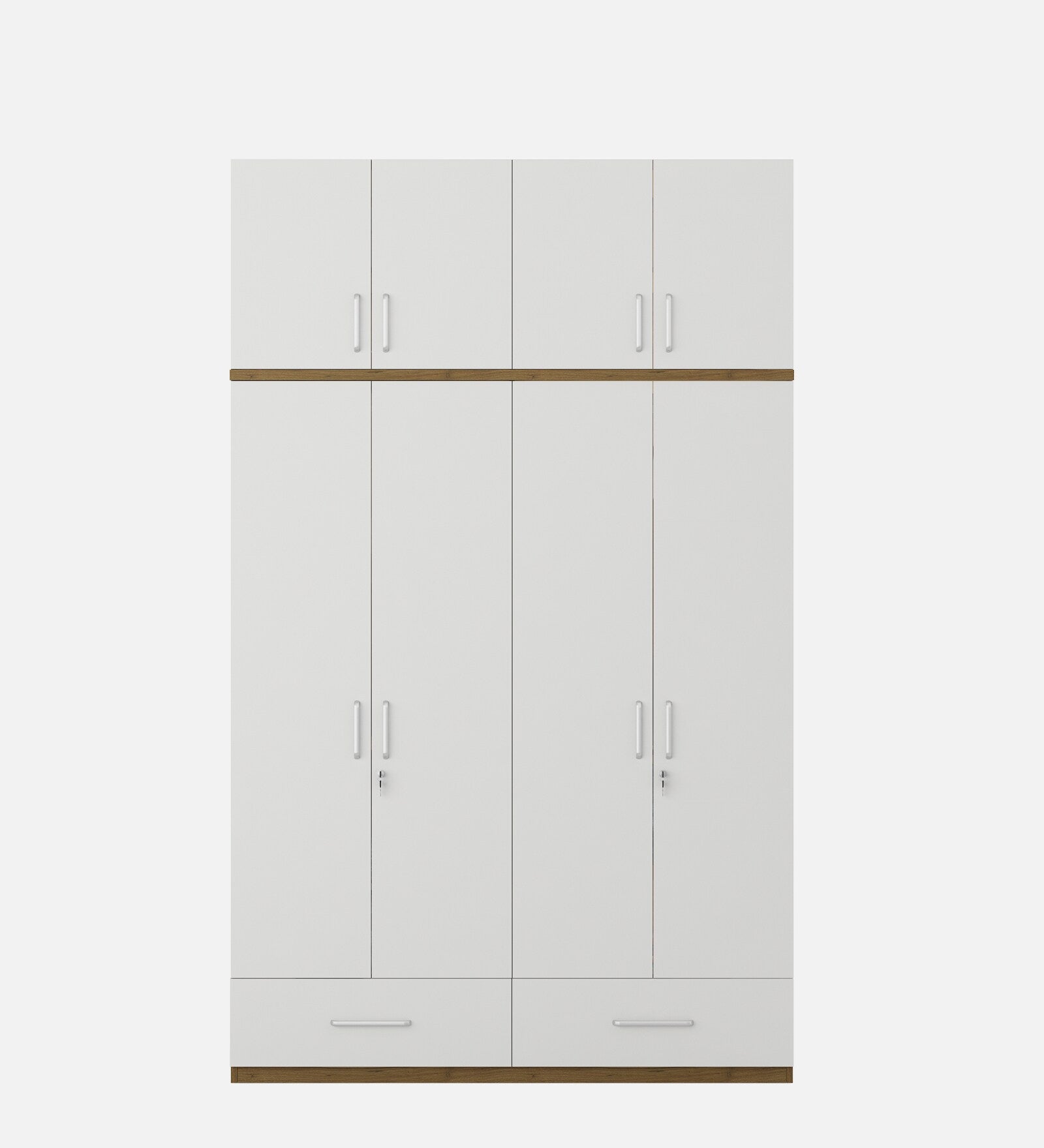 Kosmo Apex 4 Door Wardrobe With Loft In Frosty White Finish With Locker & Drawer