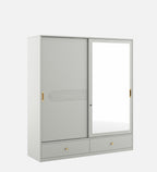 Casada 2 Door Sliding Wardrobe With Mirror & Drawer In Pumic Grey Finish