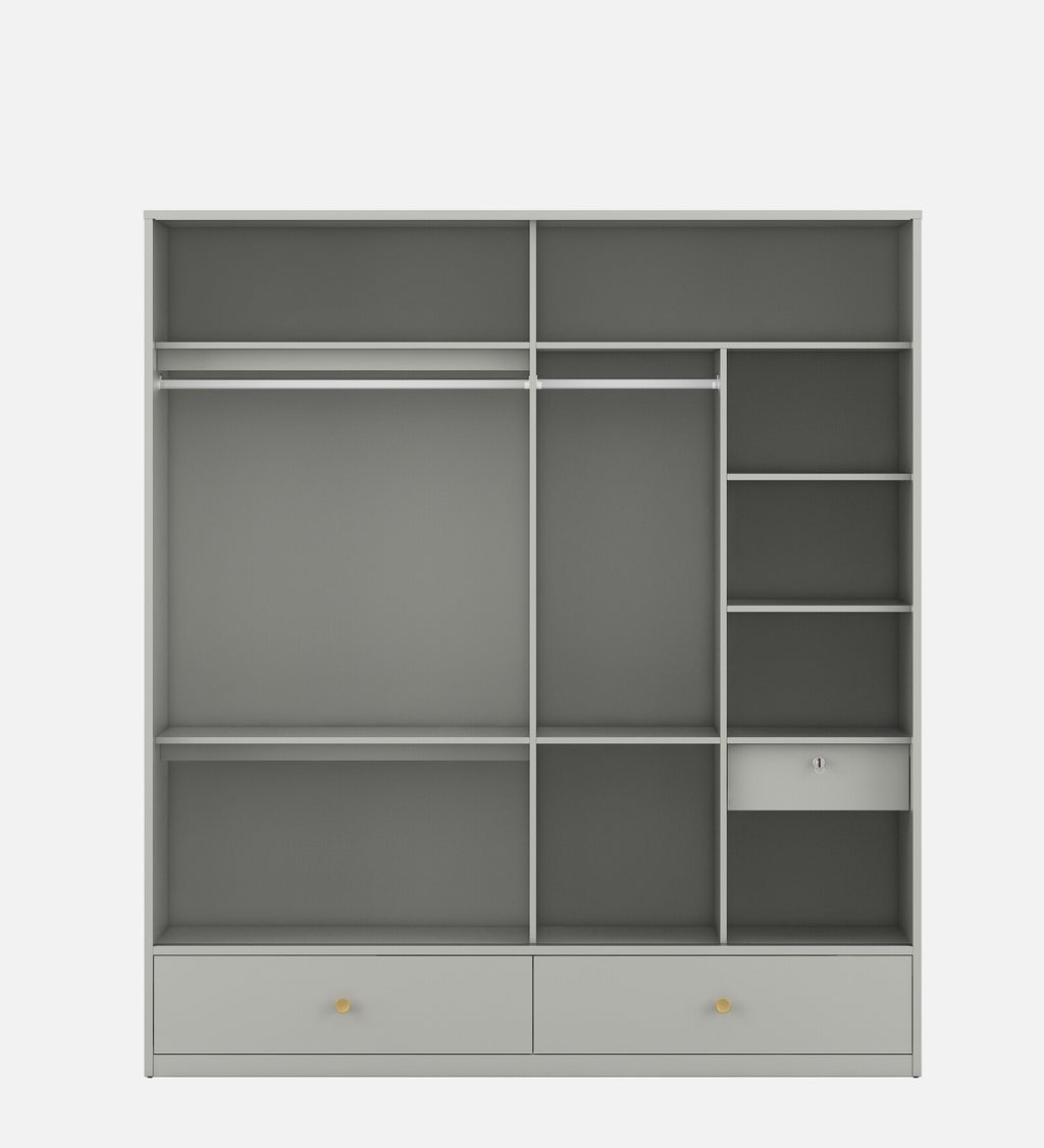 Casada 2 Door Sliding Wardrobe With Mirror & Drawer In Pumic Grey Finish
